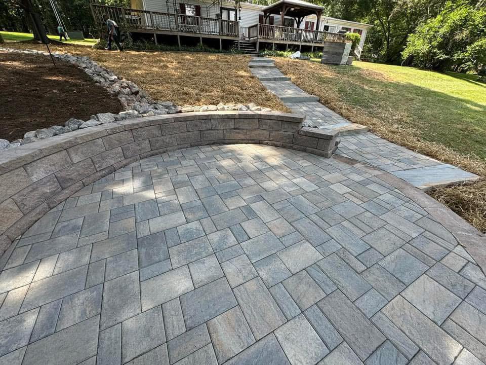 Beautiful paver patio with walkway